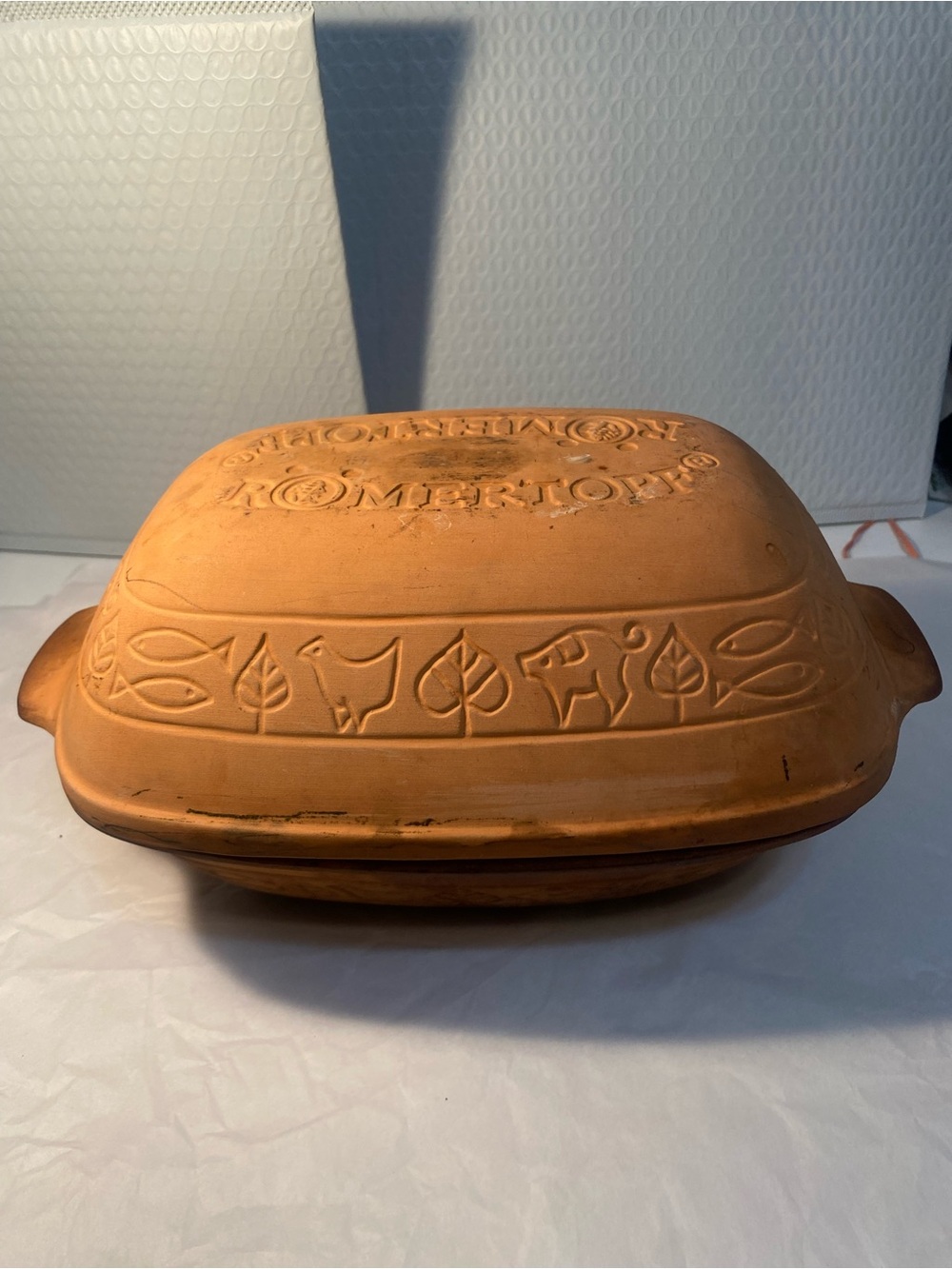 Vintage Romertopf terra-cotta clay Baker roasters pot